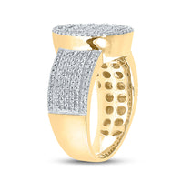 Load image into Gallery viewer, 10kt Yellow Gold Mens Baguette Diamond Statement Cluster Ring 1 Cttw
