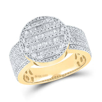Load image into Gallery viewer, 10kt Yellow Gold Mens Baguette Diamond Statement Cluster Ring 1 Cttw
