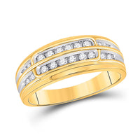 Load image into Gallery viewer, 10kt Yellow Gold His Hers Round Diamond Halo Matching Wedding Set 7/8 Cttw
