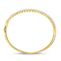Load image into Gallery viewer, 14kt Yellow Gold Womens Round Diamond Bangle Bracelet 3 Cttw
