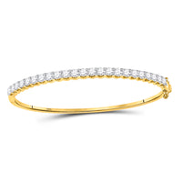 Load image into Gallery viewer, 14kt Yellow Gold Womens Round Diamond Bangle Bracelet 3 Cttw
