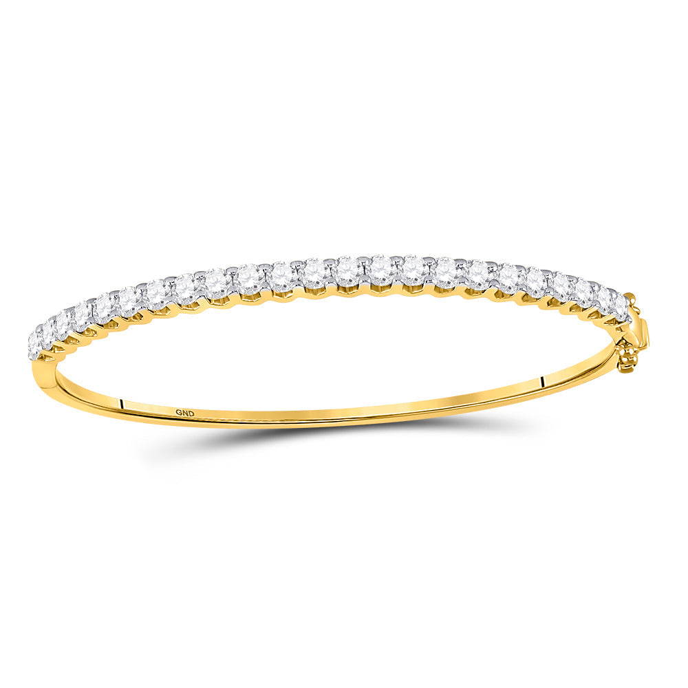 14kt Yellow Gold Womens Round Diamond Bangle Bracelet 3 Cttw