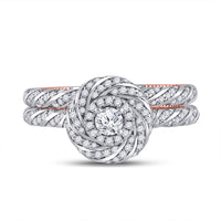 Load image into Gallery viewer, 14kt Two-tone Gold Round Diamond Bridal Wedding Ring Band Set 1 Cttw
