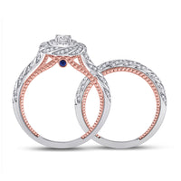 Load image into Gallery viewer, 14kt Two-tone Gold Round Diamond Bridal Wedding Ring Band Set 1 Cttw

