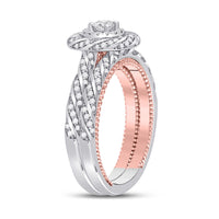 Load image into Gallery viewer, 14kt Two-tone Gold Round Diamond Bridal Wedding Ring Band Set 1 Cttw
