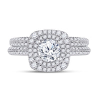 Load image into Gallery viewer, 14kt Two-tone Gold Round Diamond Bridal Wedding Ring Band Set 1-7/8 Cttw
