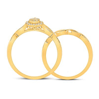 Load image into Gallery viewer, 10kt Yellow Gold Baguette Diamond Bridal Wedding Ring Band Set 1/5 Cttw
