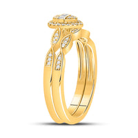 Load image into Gallery viewer, 10kt Yellow Gold Baguette Diamond Bridal Wedding Ring Band Set 1/5 Cttw
