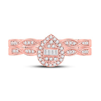 Load image into Gallery viewer, 10kt Rose Gold Baguette Diamond Bridal Wedding Ring Band Set 1/5 Cttw
