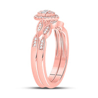 Load image into Gallery viewer, 10kt Rose Gold Baguette Diamond Bridal Wedding Ring Band Set 1/5 Cttw
