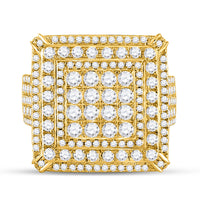 Load image into Gallery viewer, 10kt Yellow Gold Mens Round Diamond Square Ring 3-1/3 Cttw
