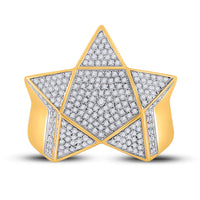 Load image into Gallery viewer, 10kt Yellow Gold Mens Round Diamond Star Statement Ring 1 Cttw
