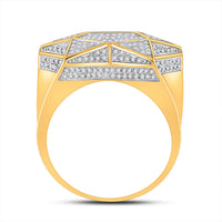 Load image into Gallery viewer, 10kt Yellow Gold Mens Round Diamond Star Statement Ring 1 Cttw
