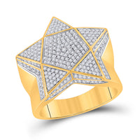 Load image into Gallery viewer, 10kt Yellow Gold Mens Round Diamond Star Statement Ring 1 Cttw
