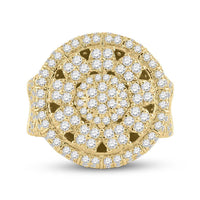 Load image into Gallery viewer, 14kt Yellow Gold Mens Round Diamond Statement Cluster Ring 2-5/8 Cttw
