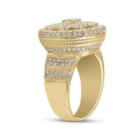 Load image into Gallery viewer, 14kt Yellow Gold Mens Round Diamond Statement Cluster Ring 2-5/8 Cttw
