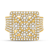 Load image into Gallery viewer, 14kt Yellow Gold Mens Round Diamond Square Cluster Ring 2 Cttw
