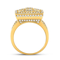 Load image into Gallery viewer, 14kt Yellow Gold Mens Round Diamond Square Cluster Ring 2 Cttw
