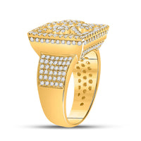 Load image into Gallery viewer, 14kt Yellow Gold Mens Round Diamond Square Cluster Ring 2 Cttw
