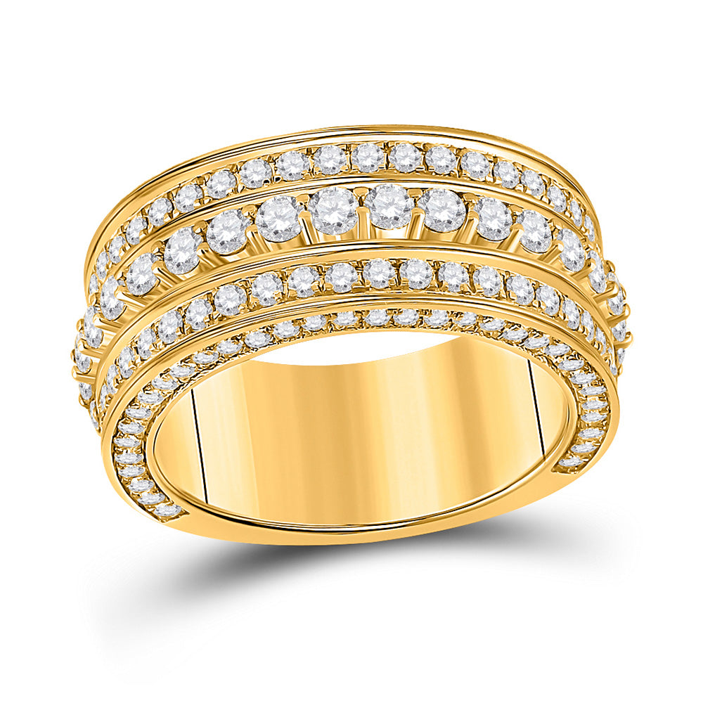 10kt Yellow Gold Mens Round Diamond Statement Band Ring 3 Cttw