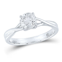 Load image into Gallery viewer, 14kt White Gold Round Diamond Solitaire Bridal Wedding Engagement Ring 1 Cttw

