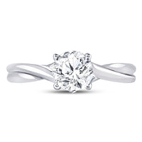 Load image into Gallery viewer, 14kt White Gold Womens Round Diamond Solitaire Bridal Wedding Engagement Ring 1/2 Cttw
