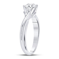 Load image into Gallery viewer, 14kt White Gold Womens Round Diamond Solitaire Bridal Wedding Engagement Ring 1/2 Cttw
