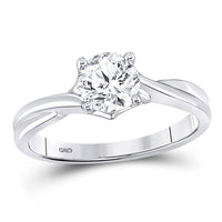 Load image into Gallery viewer, 14kt White Gold Womens Round Diamond Solitaire Bridal Wedding Engagement Ring 1/2 Cttw
