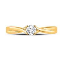 Load image into Gallery viewer, 14kt Yellow Gold Womens Round Diamond Solitaire Bridal Wedding Engagement Ring 1/4 Cttw
