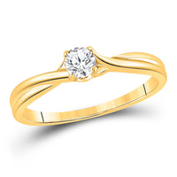 Load image into Gallery viewer, 14kt Yellow Gold Womens Round Diamond Solitaire Bridal Wedding Engagement Ring 1/4 Cttw
