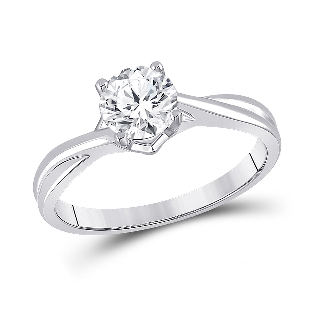 14kt White Gold Womens Round Diamond Solitaire Bridal Wedding Engagement Ring 1 Cttw
