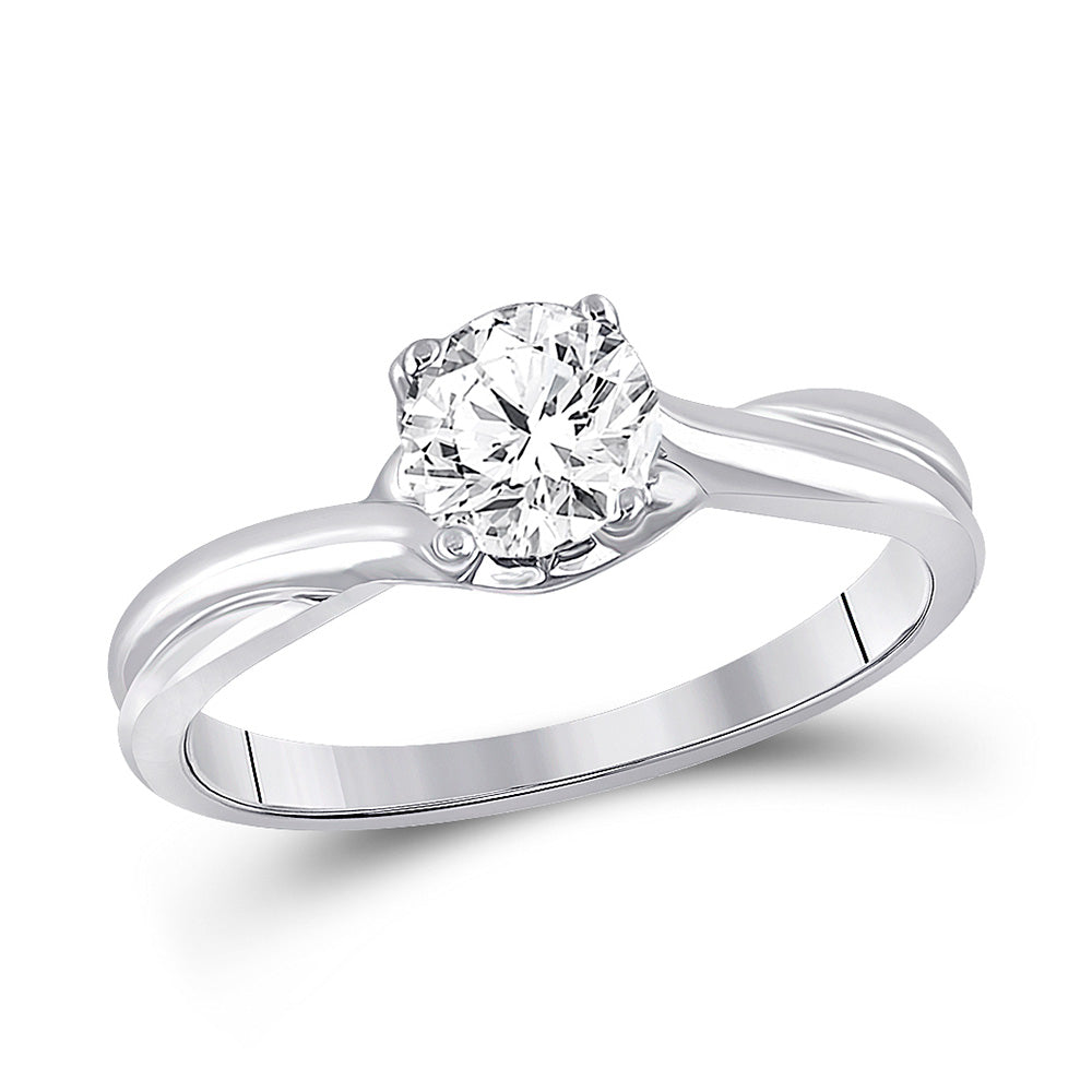 14kt White Gold Womens Round Diamond Solitaire Bridal Wedding Engagement Ring 3/4 Cttw