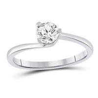 Load image into Gallery viewer, 14kt White Gold Womens Round Diamond Solitaire Bridal Wedding Engagement Ring 1/2 Cttw

