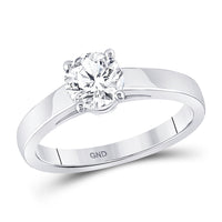 Load image into Gallery viewer, 14kt White Gold Womens Round Diamond Solitaire Bridal Wedding Engagement Ring 3/4 Cttw
