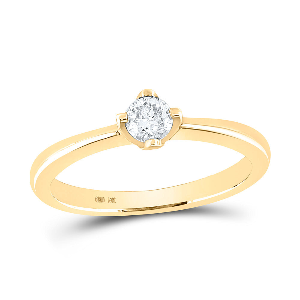 14kt Yellow Gold Round Diamond Solitaire Bridal Wedding Engagement Ring 1/4 Cttw