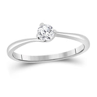 Load image into Gallery viewer, 14kt White Gold Womens Round Diamond Solitaire Bridal Wedding Engagement Ring 1/4 Cttw
