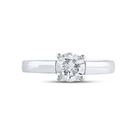 Load image into Gallery viewer, 14kt White Gold Round Diamond Solitaire Bridal Wedding Engagement Ring 1 Cttw
