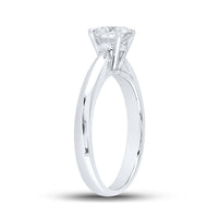 Load image into Gallery viewer, 14kt White Gold Round Diamond Solitaire Bridal Wedding Engagement Ring 1 Cttw
