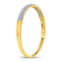 Load image into Gallery viewer, 14kt Yellow Gold Womens Round Diamond Bangle Bracelet 1-7/8 Cttw
