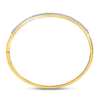 Load image into Gallery viewer, 14kt Yellow Gold Womens Round Diamond Bangle Bracelet 1-7/8 Cttw
