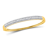 Load image into Gallery viewer, 14kt Yellow Gold Womens Round Diamond Bangle Bracelet 1-7/8 Cttw
