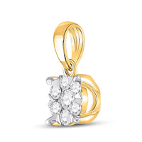 Load image into Gallery viewer, 14kt Yellow Gold Womens Round Diamond Flower Cluster Pendant 1/4 Cttw
