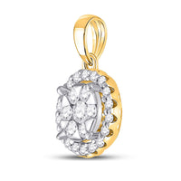 Load image into Gallery viewer, 14kt Yellow Gold Womens Round Diamond Flower Cluster Pendant 1/2 Cttw
