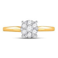 Load image into Gallery viewer, 10kt Yellow Gold Womens Round Diamond Flower Cluster Ring 1/3 Cttw
