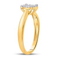 Load image into Gallery viewer, 10kt Yellow Gold Womens Round Diamond Flower Cluster Ring 1/3 Cttw
