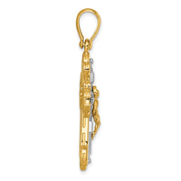 Load image into Gallery viewer, Herco 14K Two-tone Polished and Textured Crucifix Cross Pendant
