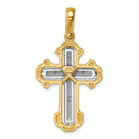 Load image into Gallery viewer, Herco 14K Two-tone Polished and Textured Crucifix Cross Pendant
