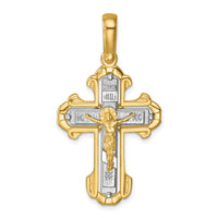 Load image into Gallery viewer, Herco 14K Two-tone Polished and Textured Crucifix Cross Pendant
