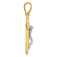 Load image into Gallery viewer, Herco 14K Two-tone Polished &amp; Textured Latin Crucifix Cross Pendant
