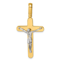 Load image into Gallery viewer, Herco 14K Two-tone Polished &amp; Textured Latin Crucifix Cross Pendant
